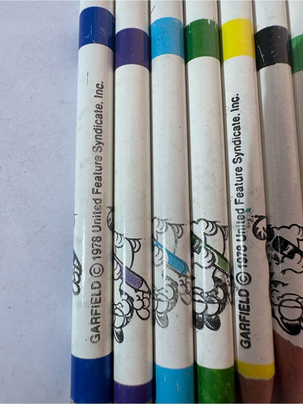 Vintage 1978 Garfield Colored Pencils  Jim Davis Lot Of 10 Used Minis Sharpened - Picture 2 of 4